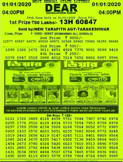 West Bengal Lottery Results 2022 Today Draw PDF Link Download Online.